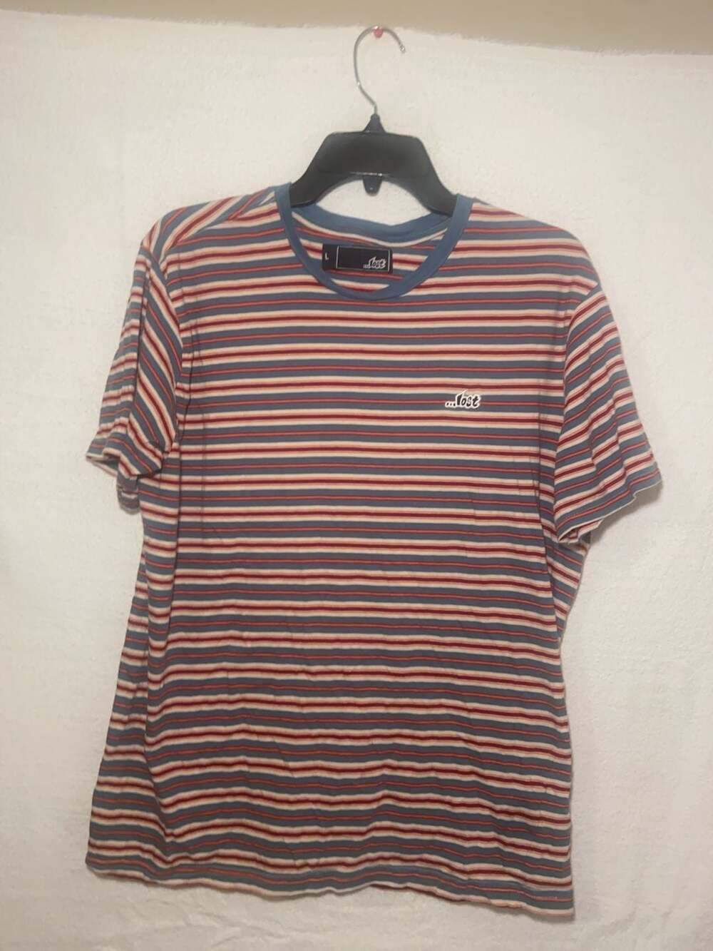 ...Lost Surfboards Striped T-Shirt Size L